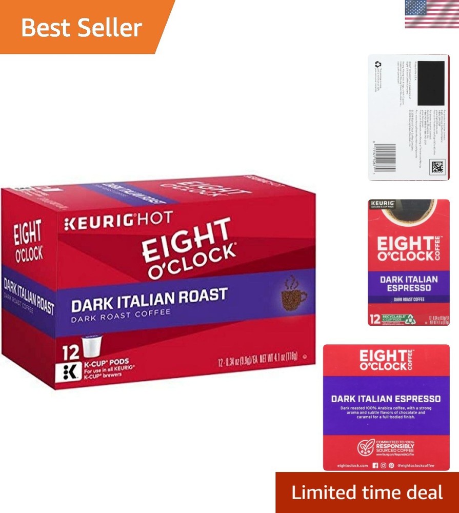 Eight O’Clock Dark Italian Roast Coffee Pods – 12 Rich & Caffeinated Servings