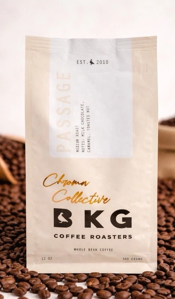 BKG Coffee Roasters Passage Medium Roast Whole Bean Coffee 12 OZ- Milk Chocolate