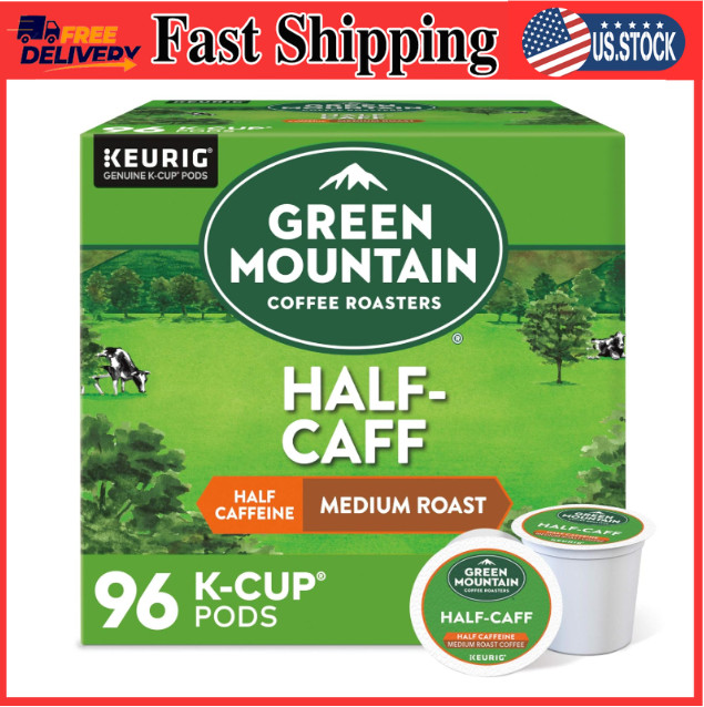 Green Mountain Half Caff Coffee – Medium Roast K-Cup Pods, 96-Count!