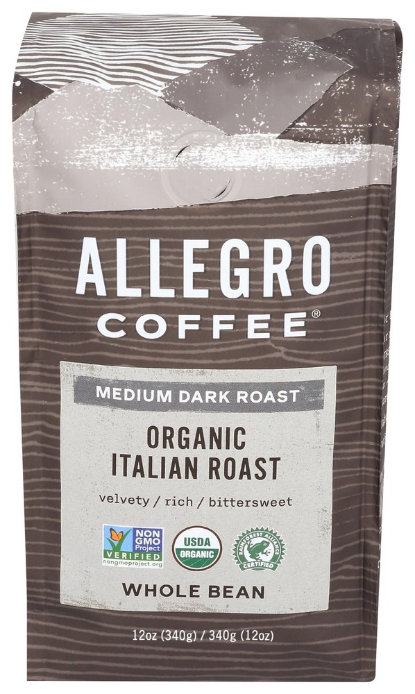 Allegro Coffee, Organic, Italian Roast, Whole Bean, 12 oz 12 Ounce (Pack of 1)