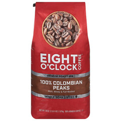 Eight O’Clock Medium Roast Whole Bean Coffee, 100% Colombian Peaks 38 oz.