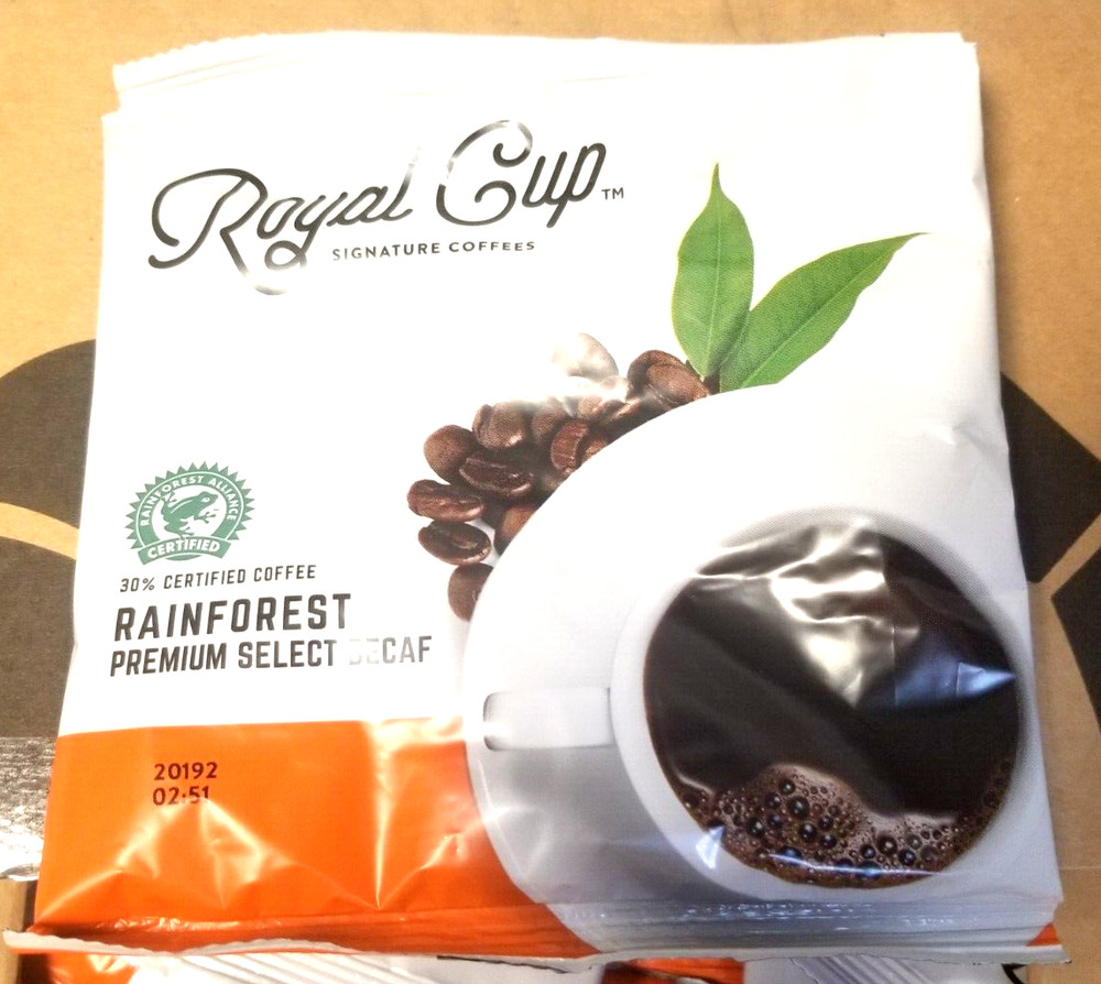(100 UNITS) ROYAL CUP PREMIUM 4-CUP HOTEL IN ROOM DECAFFEINATED COFFEE 0.75 oz