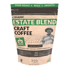 Luna Roasters Organic Estate Blend Craft Whole Bean Coffee, Dark Roast 30 Ounce