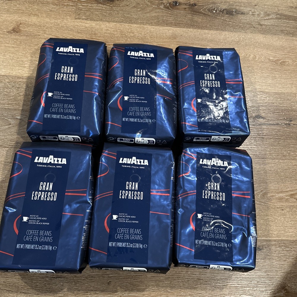 Lavazza medium roast Grand Espresso Whole Bean Coffee, Pack Of 6 2.2 Lbs Each