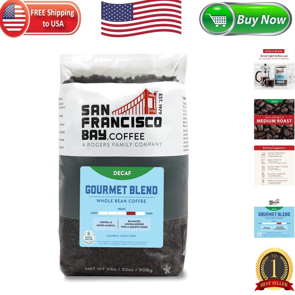 Swiss Water Process Decaf Medium Roast Coffee – 2 lb Bag of Gourmet Whole Beans