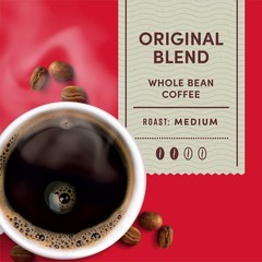 Tim Hortons Whole Bean Original, Medium Roast 12 Ounce (Pack of 6), Red