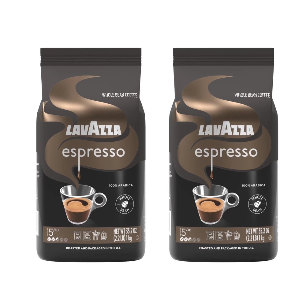 Lavazza Espresso Whole Bean Coffee Blend, Medium Roast ( 2.2 lb , 2 packs ) NEW
