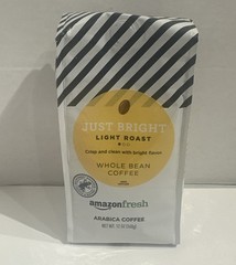 Amazon Fresh, Just Bright Whole Bean Coffee, Light 12 Ounce (Pack of 1)