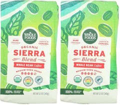 Organic Sierra Blend Whole Bean Coffee Medium-Dark Roast Dark Chocolate &