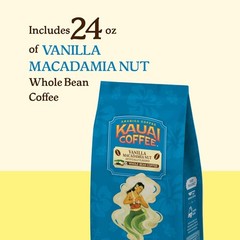 Kauai Coffee Vanilla Macadamia Nut, Medium Roast – Whole Bean Coffee, 24 Oz Pack
