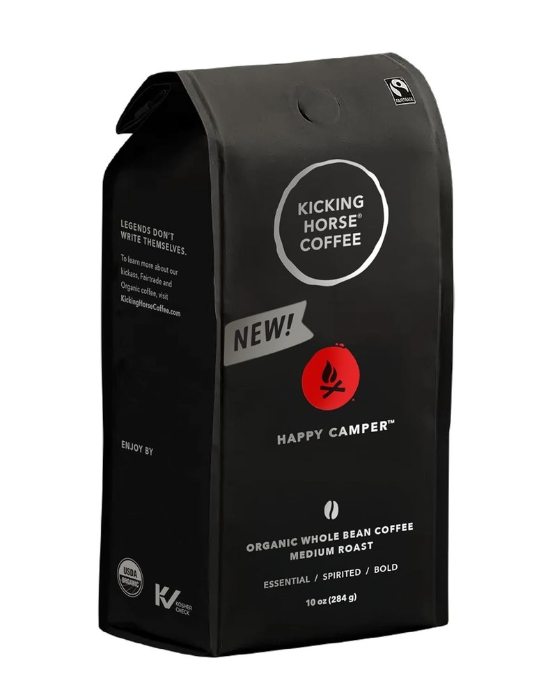 Happy Camper Whole Bean Coffee 10 Ounce Certified Organic Fairtrade Kosher