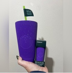 💜 Starbucks Halloween Glow In The Dark Purple Splatter Tumbler & Keychain *